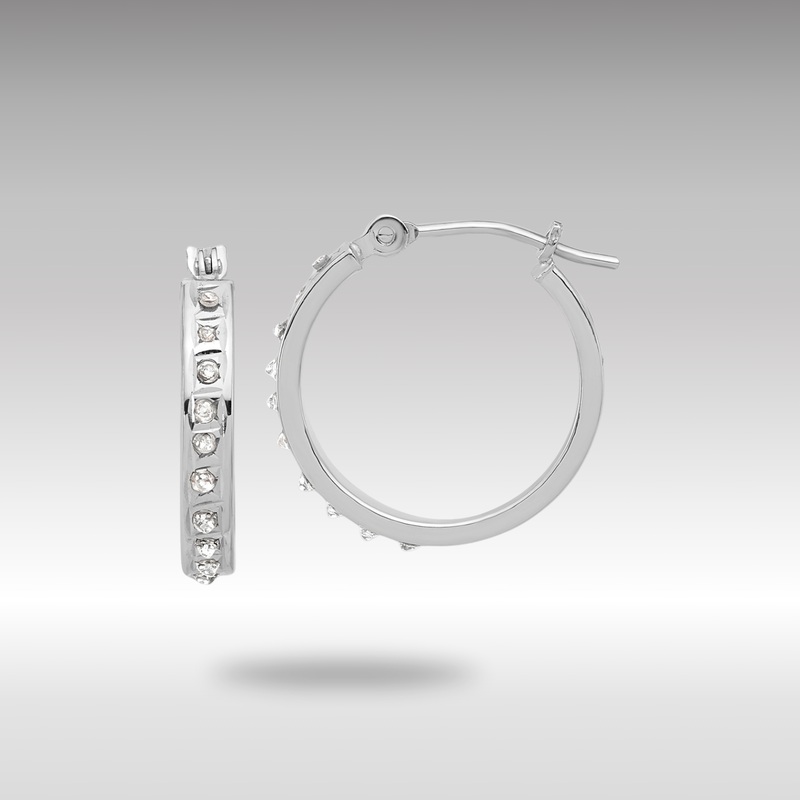White Gold Diamond Fascination Polished Hoop Earrings – Model DF346