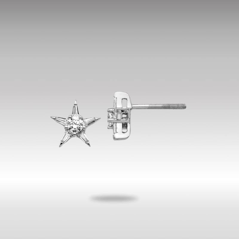White Gold Diamond Star Shaped Earrings – Model EM5511-050-WA