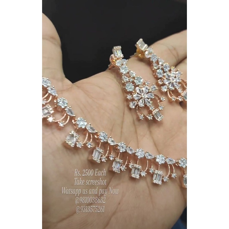 Zircon Necklace In Clear Colour And Rose Gold Plating By  NKWA0177