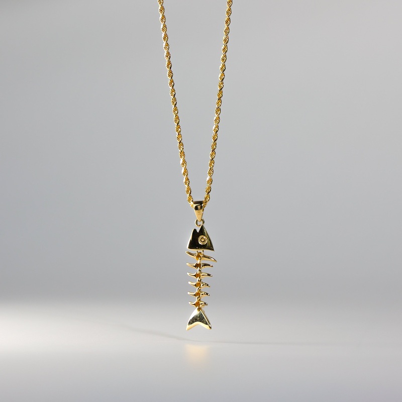 Adorable Motion Fish Bone Gold Pendant