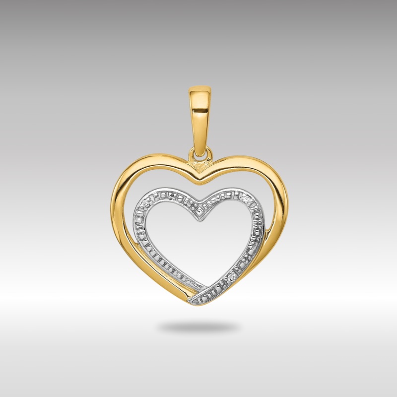Gold 0.009ct. Diamond and Rhodium Double Heart Pendant – Model PM4922-001-YA