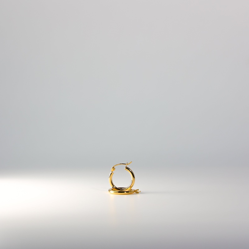 Gold 2mm Classic Plain Hoop Earrings (15mm) – Model 142