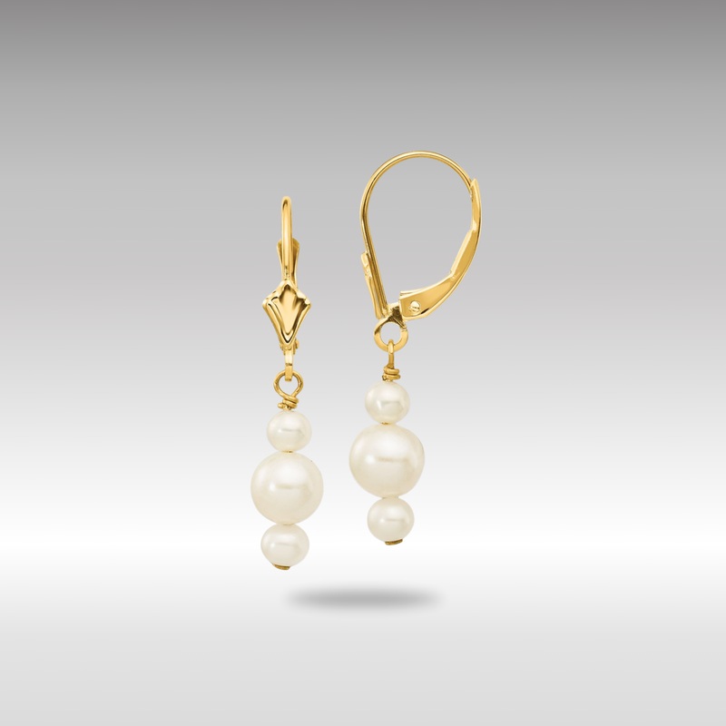 Gold 3-3.5mm and 5-5.5mm Semi-Round FWC Pearl Leverback Dangle Earrings – Model XF436E