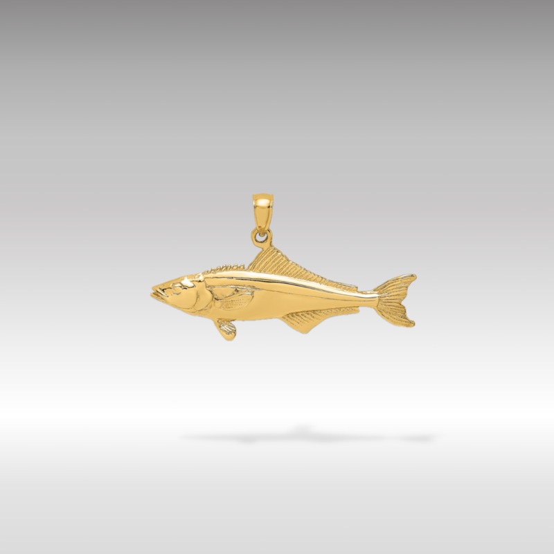 Gold 3D Large Polished Cobia Fish Pendant