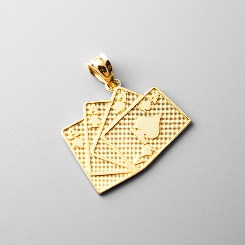 Gold 4 Aces Poker Hand Pendant – Model 1971