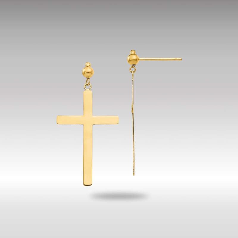 Gold Cross Dangle Post Earrings – Model H1086