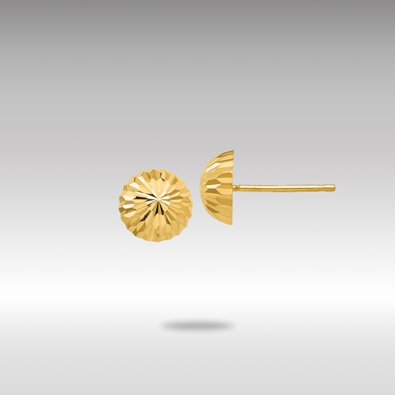 Gold Diamond-cut 8mm Domed Post Earrings – Model YE1696
