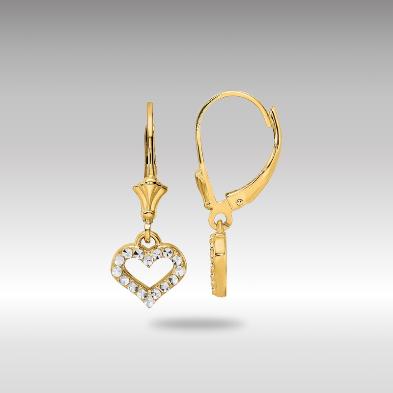 Gold Diamond Cut Heart Leverback Earrings – Model TM802