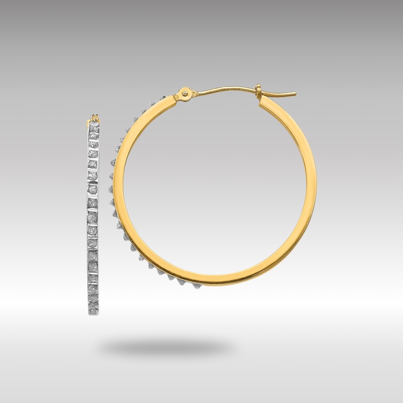 Gold Diamond Fascination Round Hinged Hoop Earrings – Model DF125
