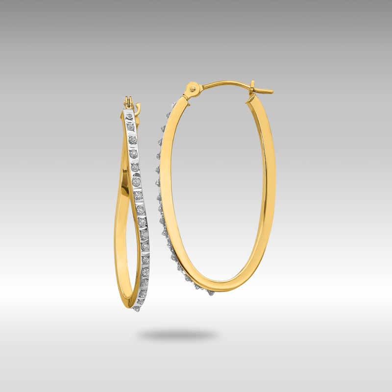 Gold Diamond Fascination Twist Hinged Hoop Earrings – Model DF225