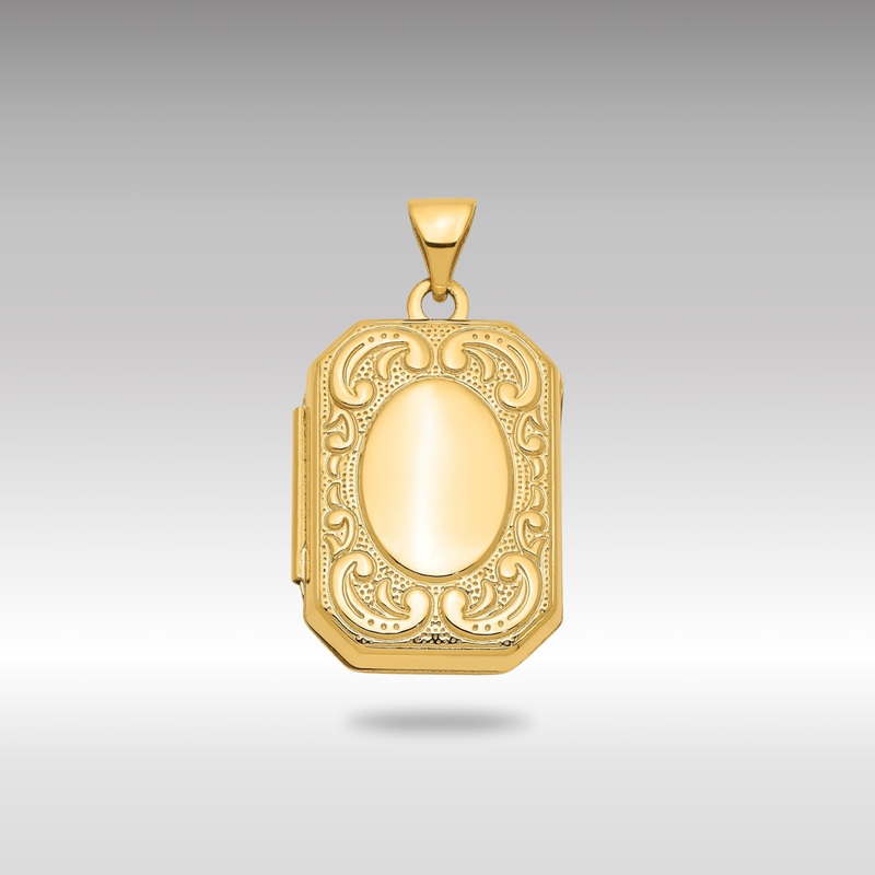 Gold Fancy Rectangle Large Locket Pendant – Model XL92