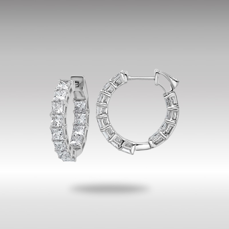 Gold Inside/Outside Cert Lab Grown VS DEF Princess Diamond Hoop Earrings – Model EM10707C-WLD