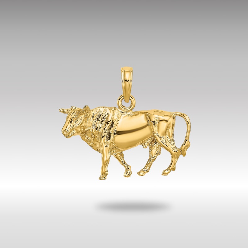 Gold Large 3D Bull with Horns Pendant – Model K6521