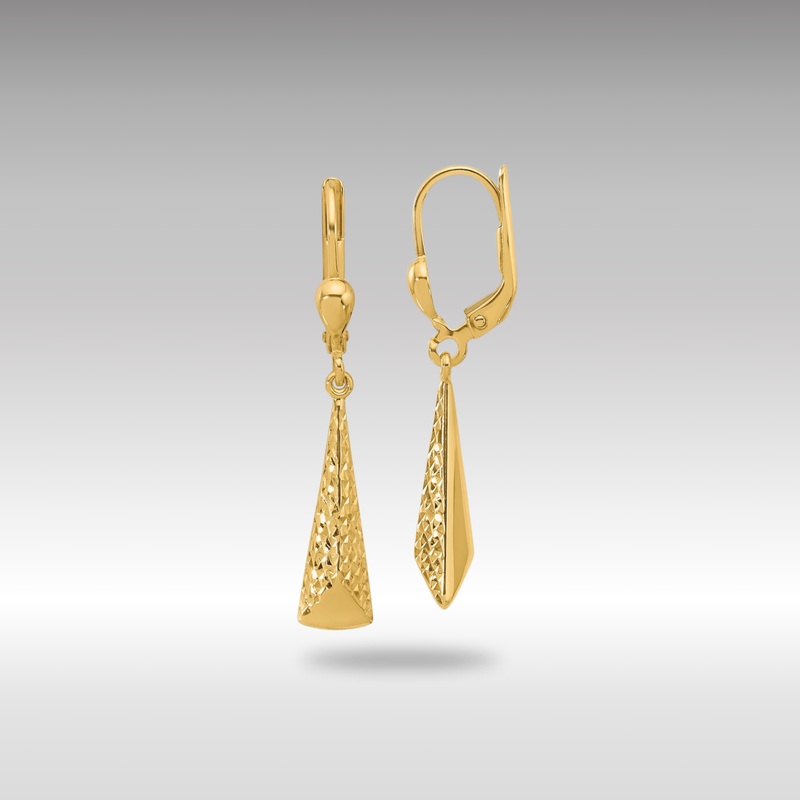 Gold Leslie’s 14K Polished and Diamond-cut Dangle Leverback Earrings – Model LE2642