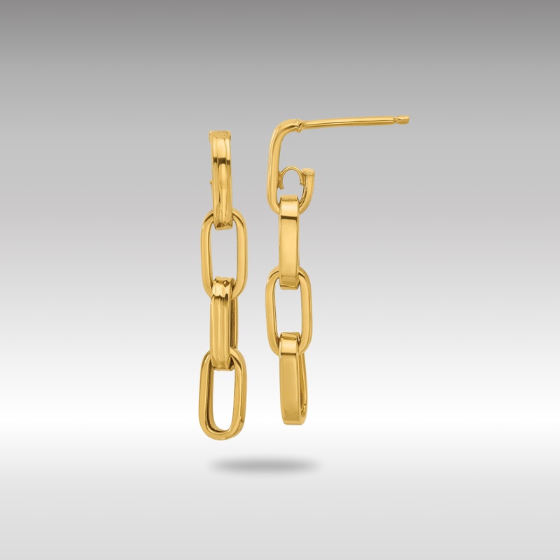 Gold Leslie’s 14K Polished Link Dangle Post Earrings – Model LE2625