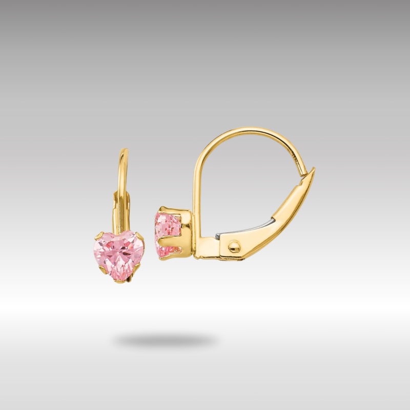 Gold Madi K Leverback 4mm Pink CZ Earrings Model-GK583