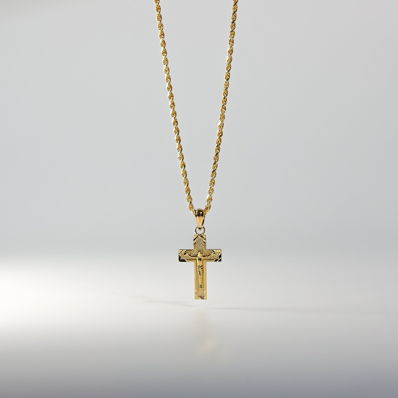 Gold Medium Crucifix Cross Diamond Cut Pendant – Model 0043