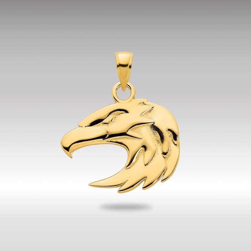 Gold Polished Bald Eagle Head Pendant – Model D5091