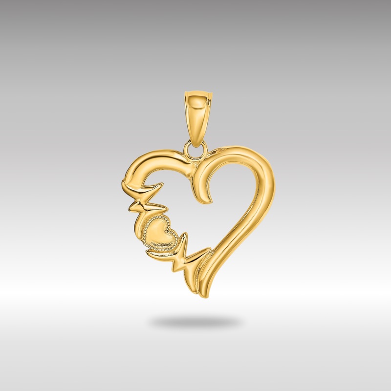 Gold Polished MOM Heart Pendant – Model K5196