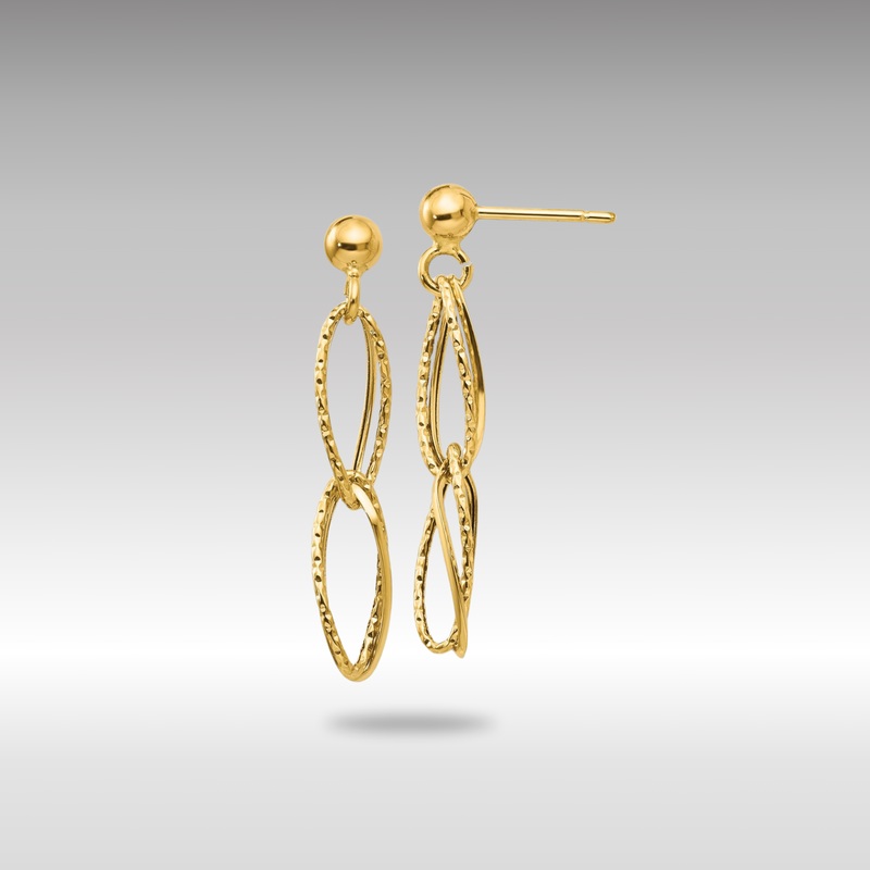 Gold Polished Textured Post Dangle Earrings – Model H1056