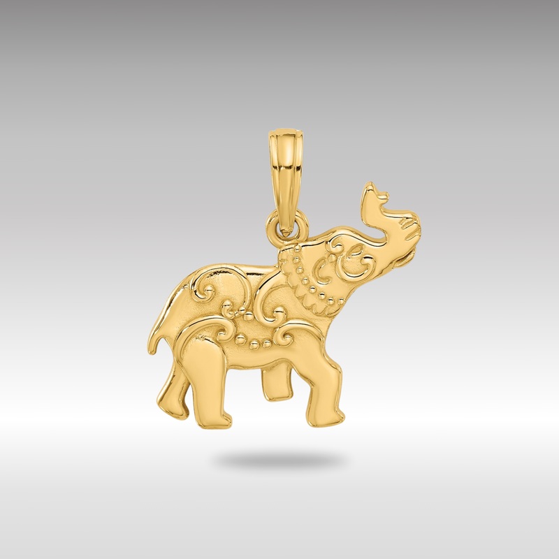 Gold Small Polished Fancy Elephant Charm – Model D5528