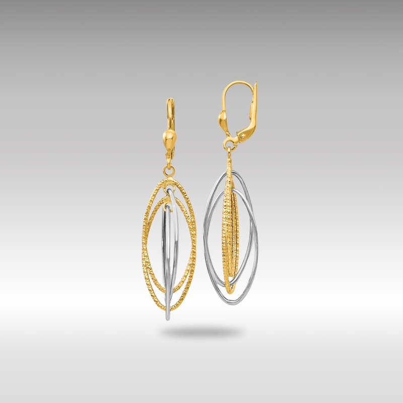Gold Two-Tone Textured and Polished Dangle Leverback Earrings – Model TH872