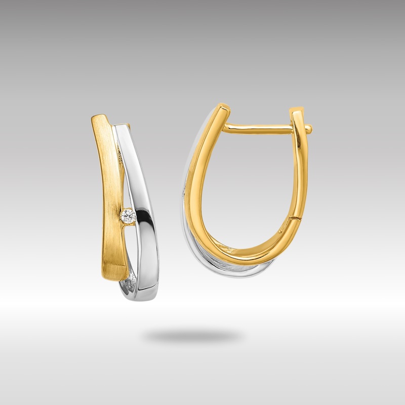 Gold With White Rhodium Diamond Hinged Hoop Earrings – Model EM5443-004-YWA