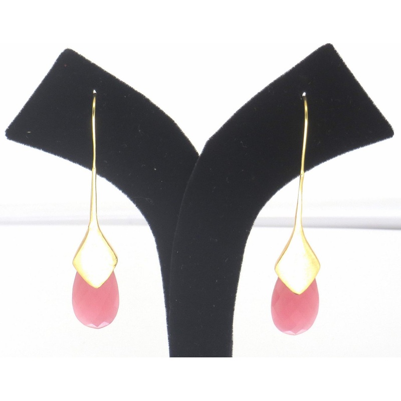 Jewelshingar Jewellery Gold Plated Pink Colour Earrings For Women ( 57316URV )