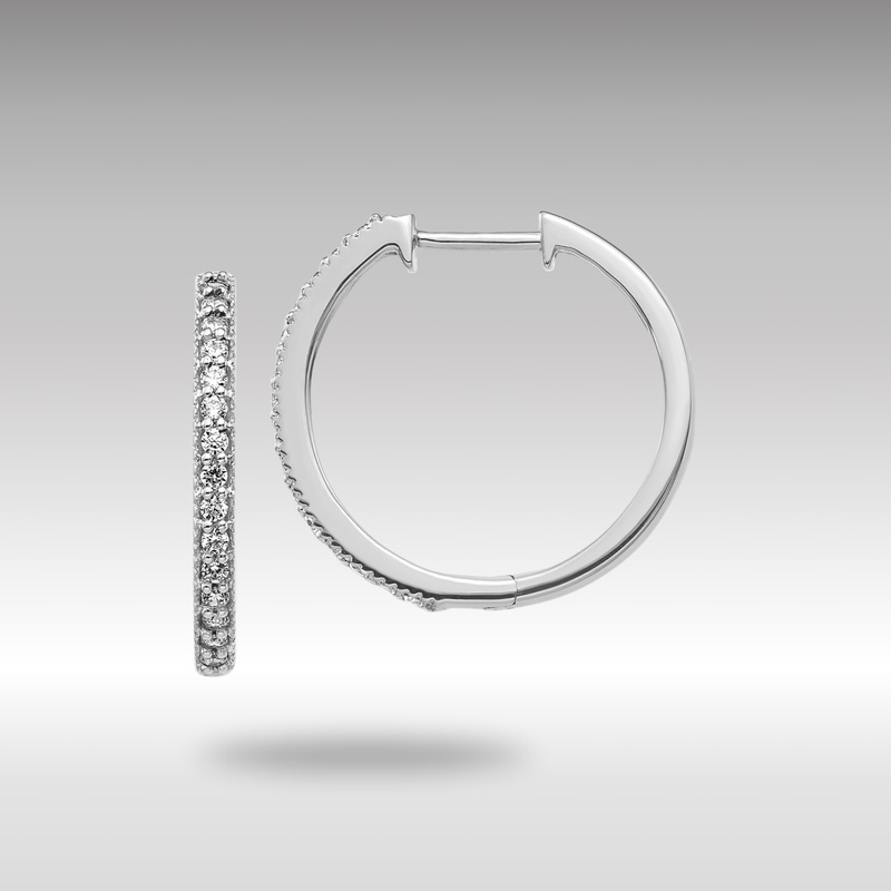 White Gold Diamond Milgrain Hinged Hoop Earrings – Model EM4273-036-WA