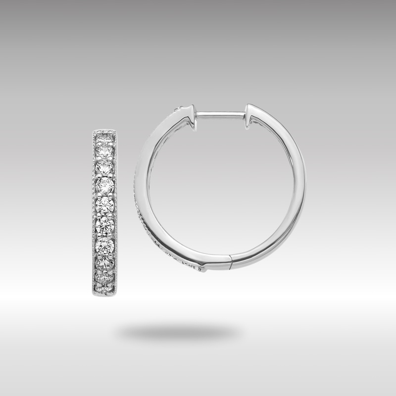 White Gold Diamond Milgrain Hinged Hoop Earrings – Model EM4275-100-WA