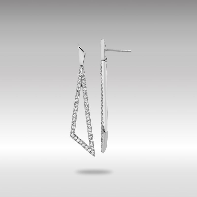 White Gold Diamond Triangle Post Earrings – Model EM6855-075-WA