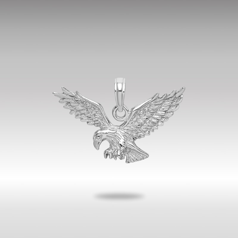 White Gold Large Detailed Eagle Landing Charm – Model C2440W