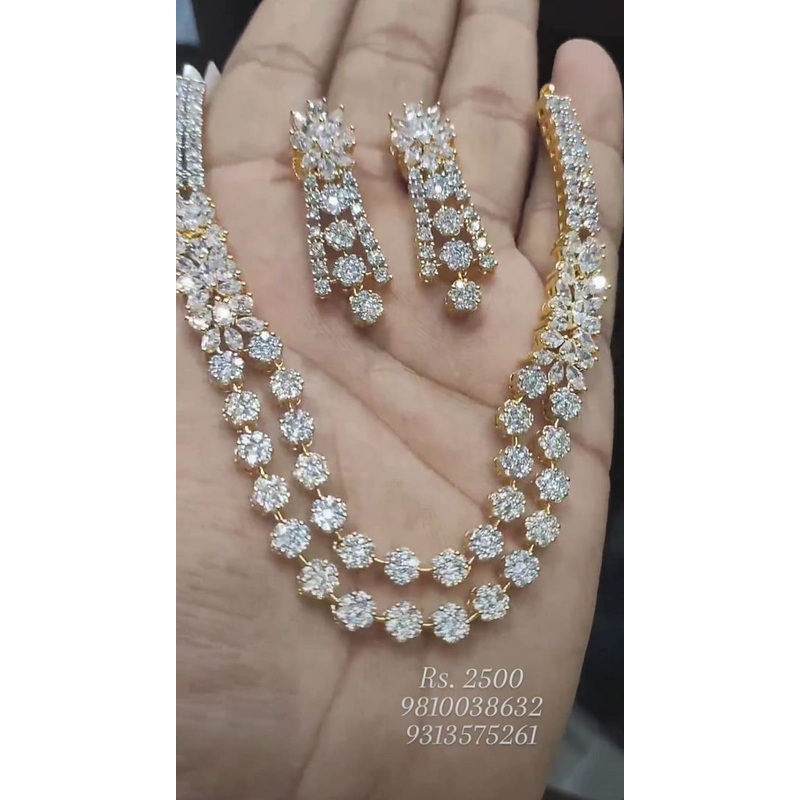Zircon Necklace In Clear Colour And Two Tone Plating By  NKWA0207