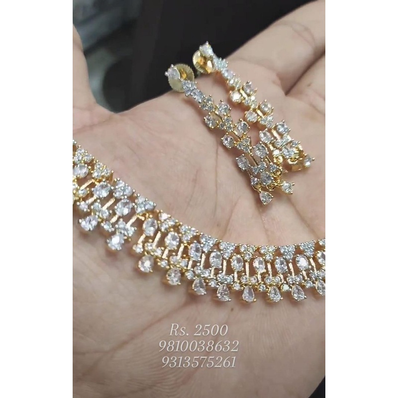 Zircon Necklace In Clear Colour And Two Tone Plating By  NKWA0221