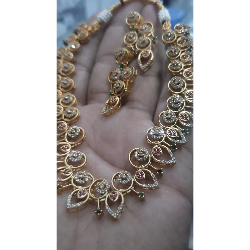 Zircon Necklace In Multi Colour And Gold Plating By  NKWA0147