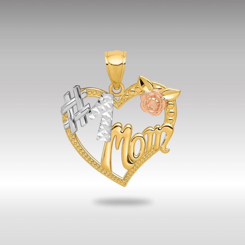 Gold #1 MOM Heart Pendant – Model K2642