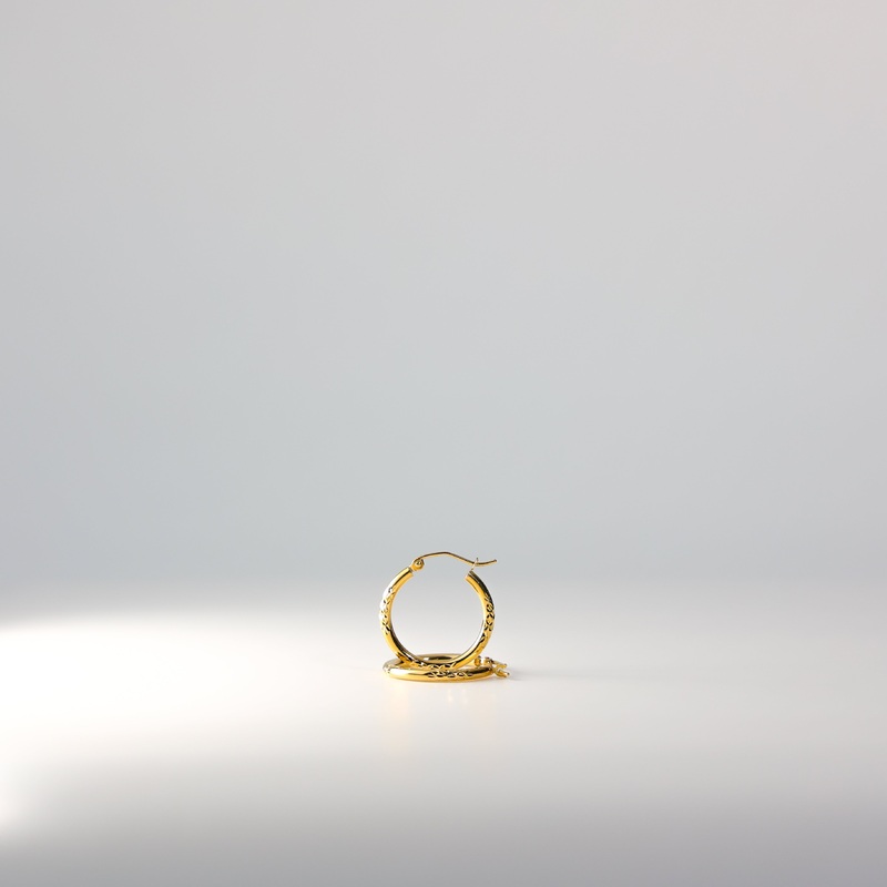 Gold Diamond Cut Huggie Hoop Earrings 20MM Wide – Model 973