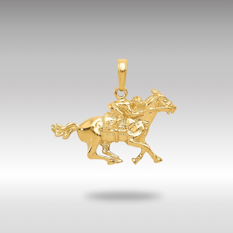 Gold Jockey on Horse Large Pendant – Model C3568