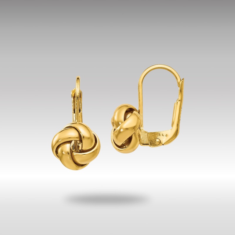 Gold Leslie’s Polished Love Knot Leverback Earrings Model-LE1449