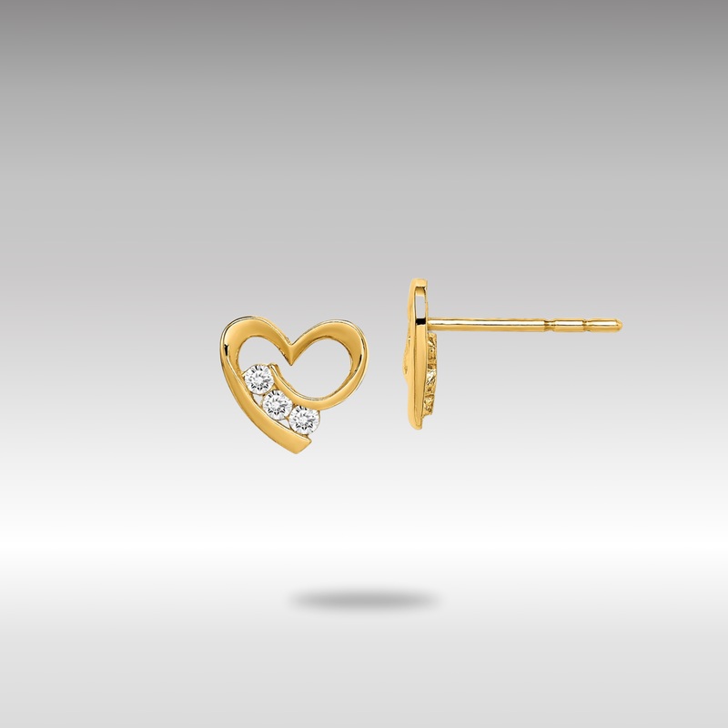 Gold Madi K CZ Heart Post Earrings – Model GK1002