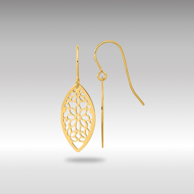 Gold Polished Flower Dangle Earrings – Model TL1017