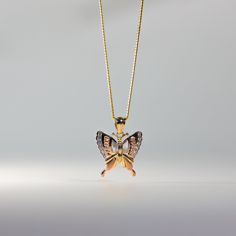 Gold Three Colors Butterfly Pendant – Model 1555