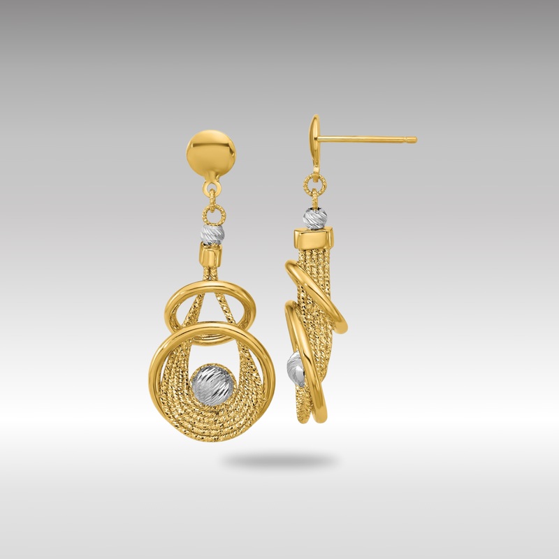 Gold TT Polished/Dia-cut Fancy Teardrop Dangle Post Earrings – Model LE2772