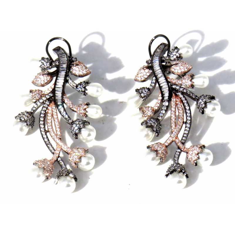 Jewelshingar Jewellery Rosegold Plated Diamond Earring For Women ( 62143EAD )