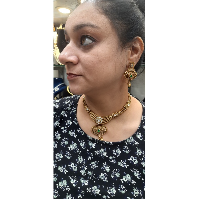 Jewelshingar polki kundan Necklace Set In Fine Quality Jewellery (182815AST)