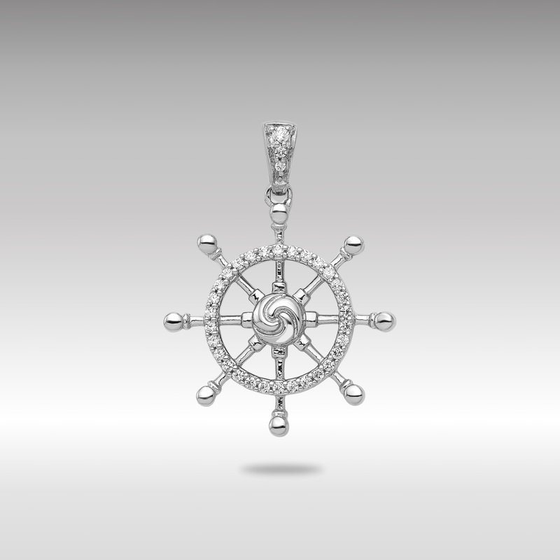 White Gold 1/6ct. Diamond Ship Wheel Pendant – Model PM4050-016-WA
