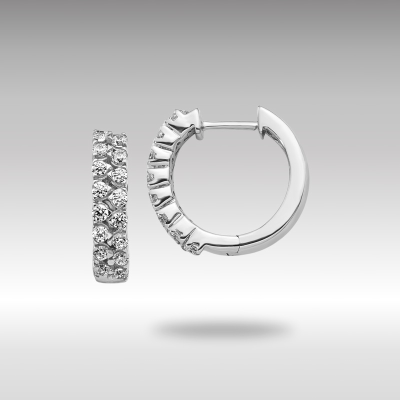 White Gold 2-row Diamond Hinged Hoop Earrings – Model EM4262-100-WA