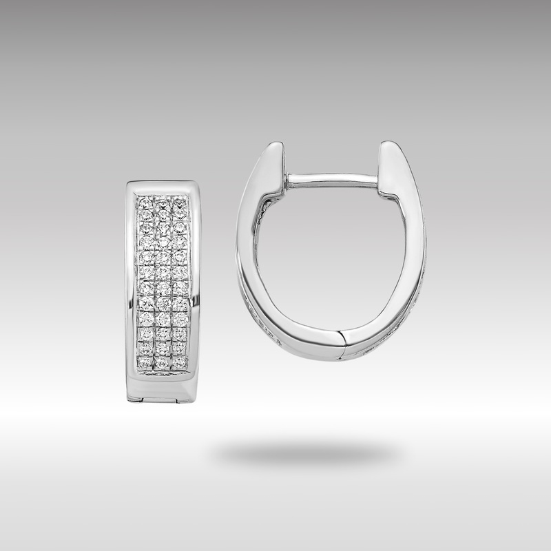 White Gold Diamond Small Hinged Oval Hoop Earrings – Model EM5378-025-WA