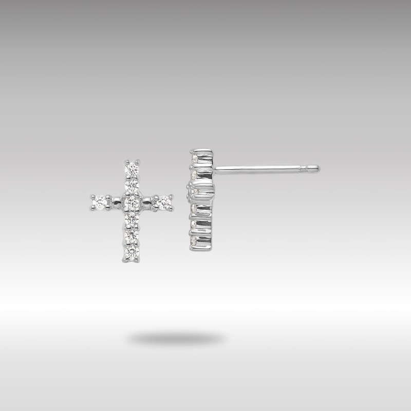 White Gold Polished Diamond Cross Post Earrings – Model EM5533-015-WA