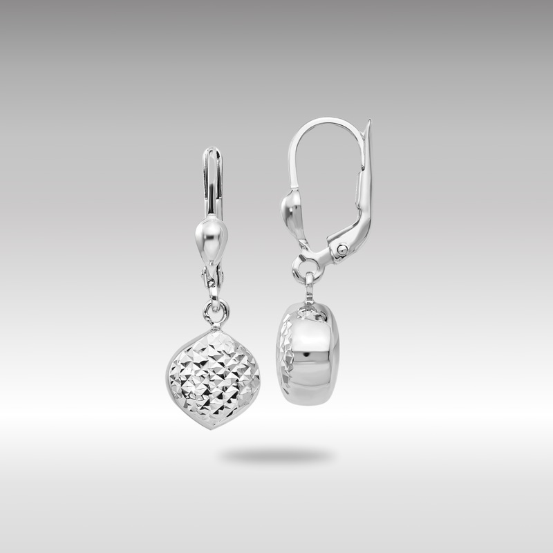 White Gold Polished Diamond-Cut Dangle Leverback Earrings – Model E766